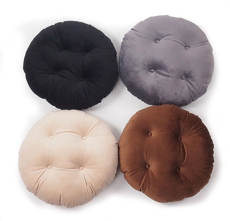 Augld Bar Stool Cushion Soft Velvet Padded Round Stool Cover 12" Velvet Grey - Image 4